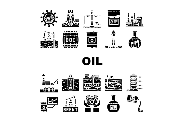 oil industry petroleum refinery icons set vector