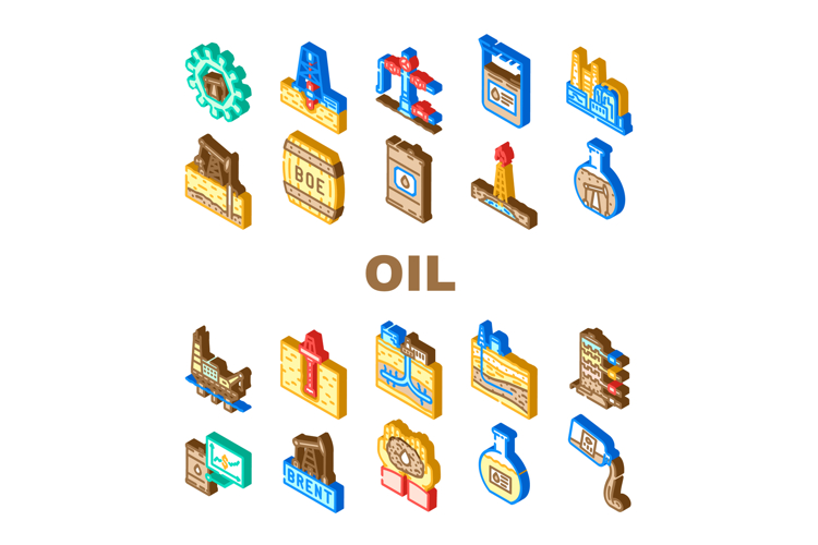 oil industry petroleum refinery icons set vector