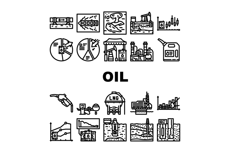 oil industry petroleum drilling icons set vector