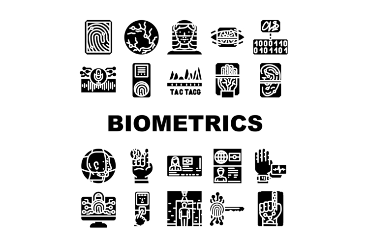 biometrics authentication scan icons set vector