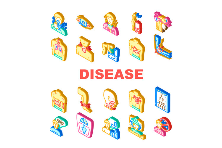 disease symptom fever cough icons set vector (6571915)