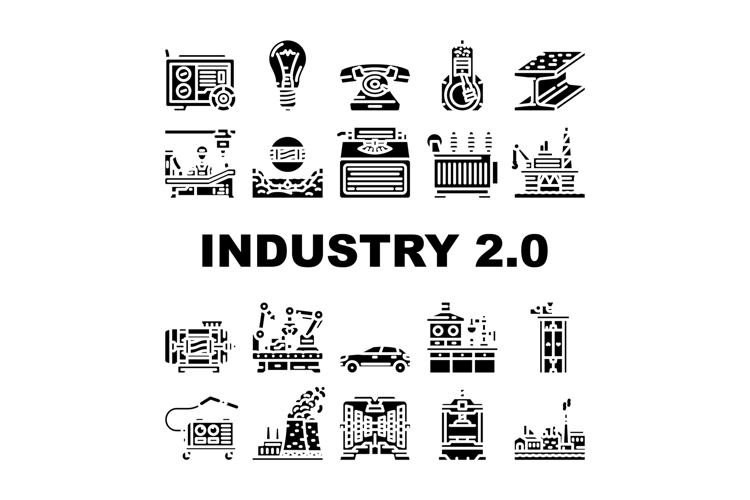 industry 2 automation icons set vector