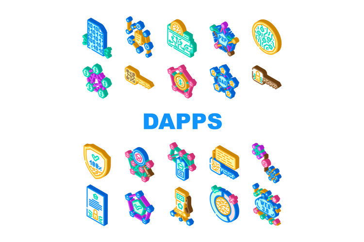 decentralized applications dapps icons set vector example image 1