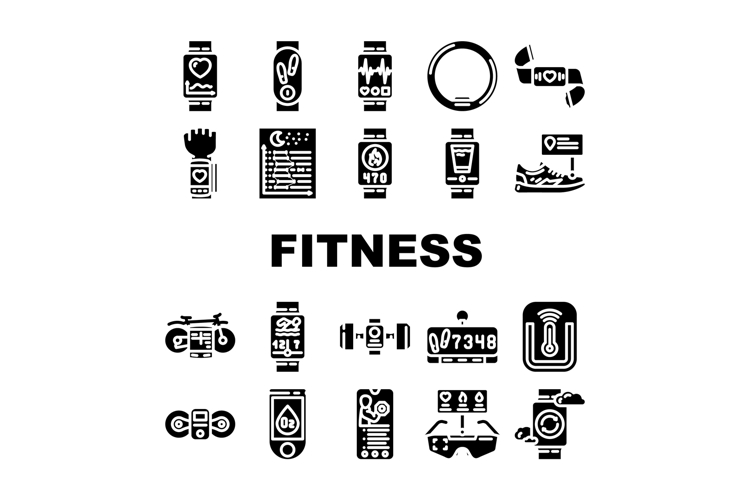 wearable fitness technology icons set vector