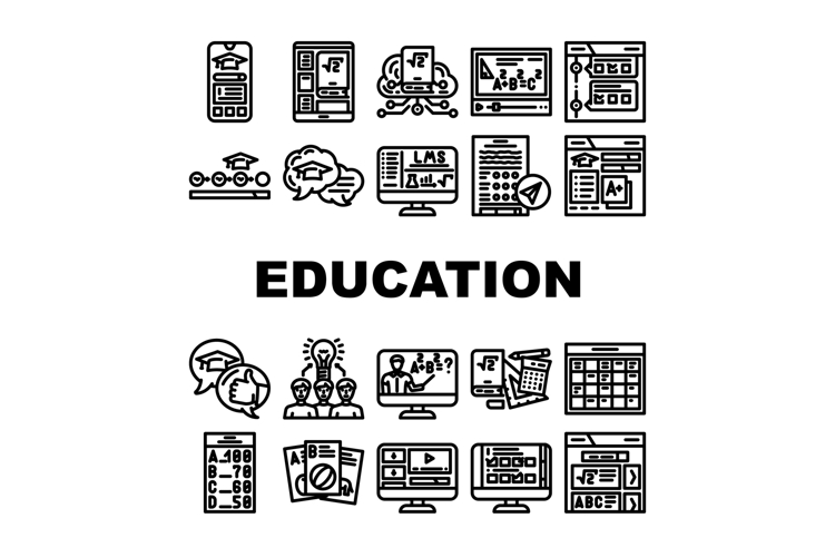 education platform elearning icons set vector