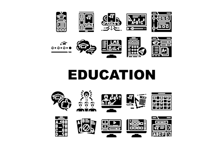 education platform elearning icons set vector