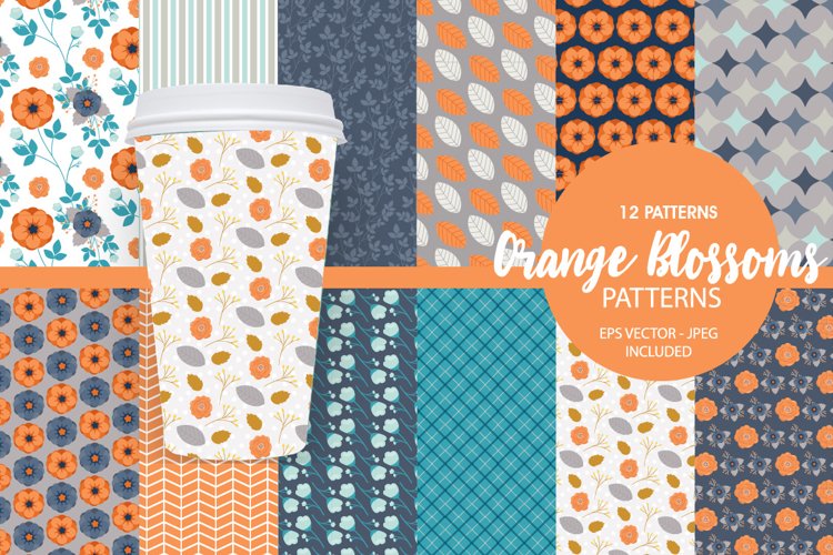 Orange Blossoms Pattern collection, vector ai, eps and jp