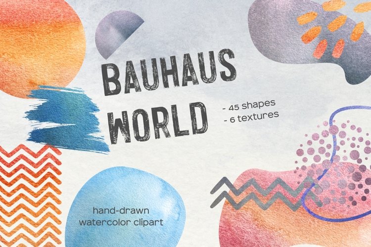 45 Watercolor bauhaus shapes. Watercolor Geometric example image 1