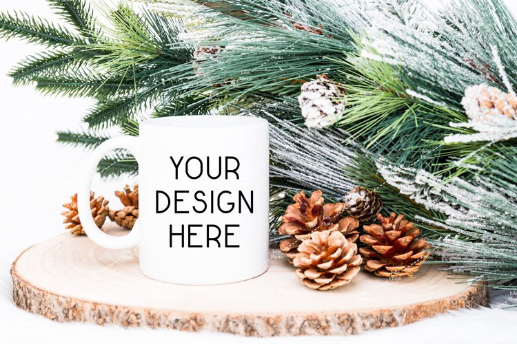 Mug Mockup Christmas 11 Oz Blank White Coffee Cup Handle example image 1