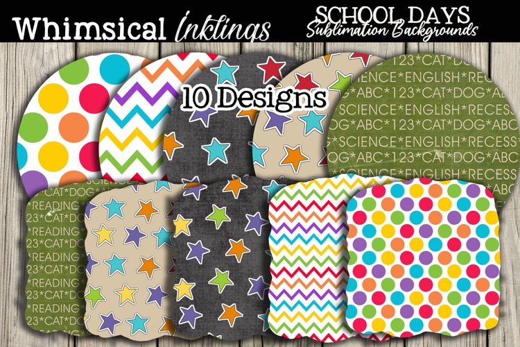 School Days Sublimation Backgrounds Pack example image 1