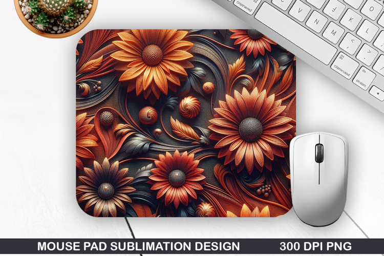 3D Flowers Mouse Pad Sublimation, Flowers Mouse Pad PNG