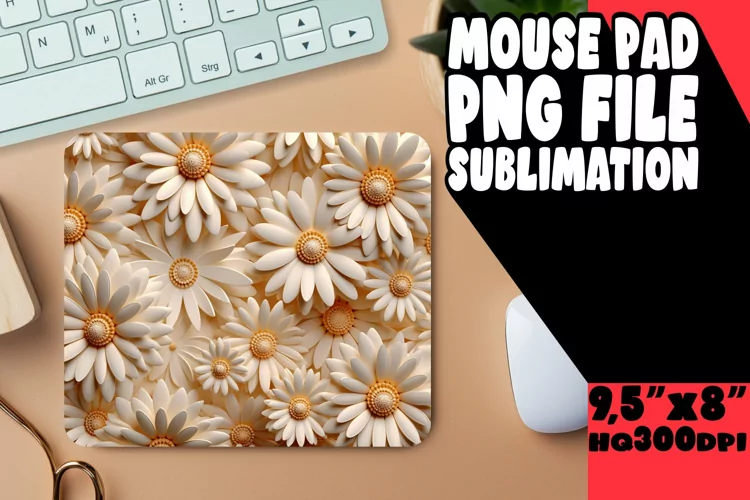 Experience 3D Floral Bliss with Mouse Mat