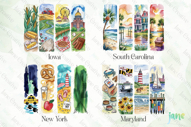 Summer 50 States Brushstroke USA Clipart