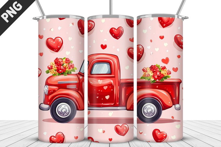 Truck With Hearts Tumbler Wrap| Valentines Day Tumbler Wrap