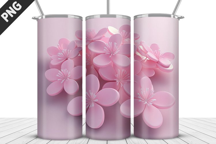3D Daisy Flowers 20oz Tumbler Wrap | Sublimation Design example image 1