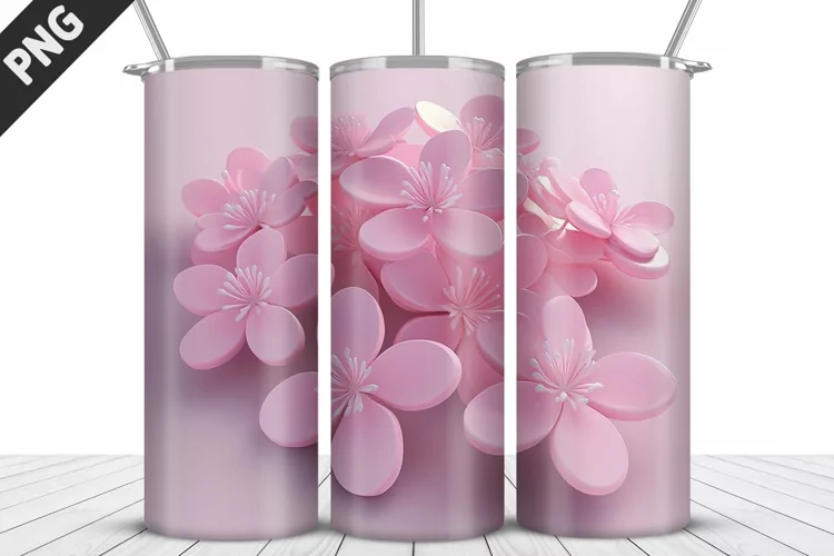 3D Daisy Flowers 20oz Tumbler Wrap | Sublimation Design