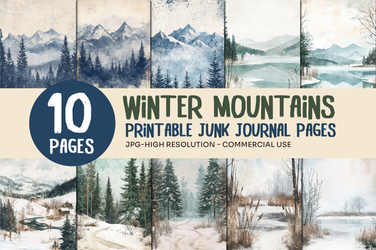 Winter Mountains & Lakes Journal Pages example image 1