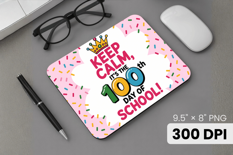 100 days of school Mouse Pad, Teacher PNG Sublimation Design