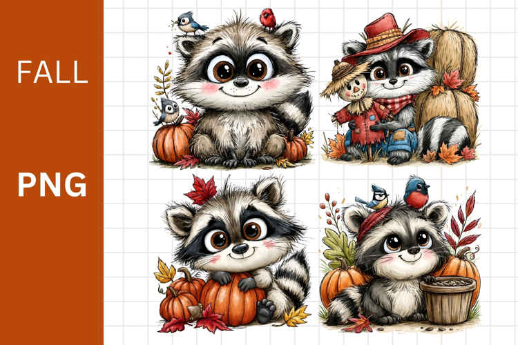 Fall PNG, Raccoon PNG, Halloween PNG,