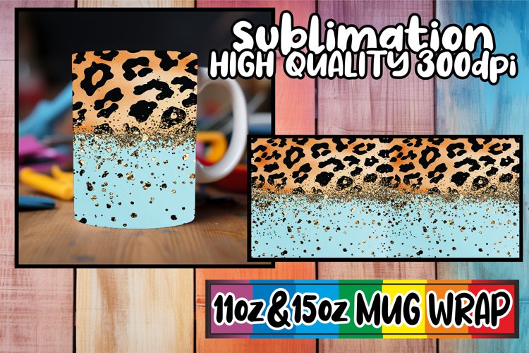 Glamorous Glitter   Leopard Luxe Mug Wraps 15oz 11oz