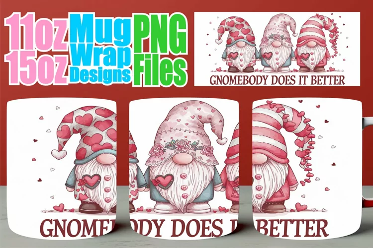 Graceful days sublimation mug wrap, Love Gnome