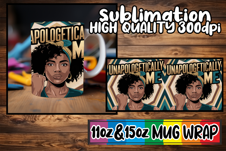 Luminous vibes sublimation mug wrap, Black Woman