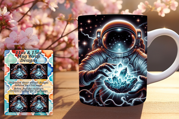 Dynamic 11oz Mug Wrap Png Design , Astronaut