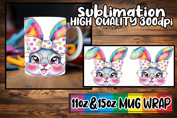 Wholesome vibes 11oz 15oz sublimation wrap, Easter Bunny example image 1