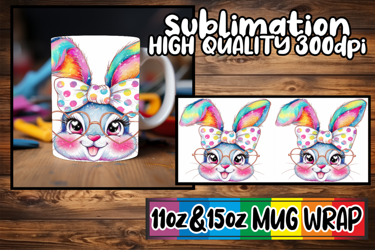 Wholesome vibes 11oz 15oz sublimation wrap, Easter Bunny