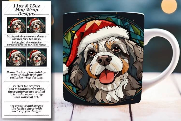 Stained Glass Winter Mug Wrap: 11oz/15oz