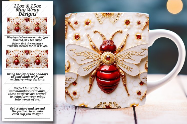 Whimsical 3D Delights: Glossy Butterfly Mug Wrap 11oz 15oz example image 1