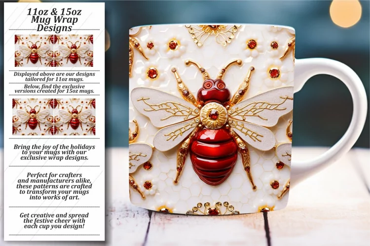 Whimsical 3D Delights: Glossy Butterfly Mug Wrap 11oz 15oz