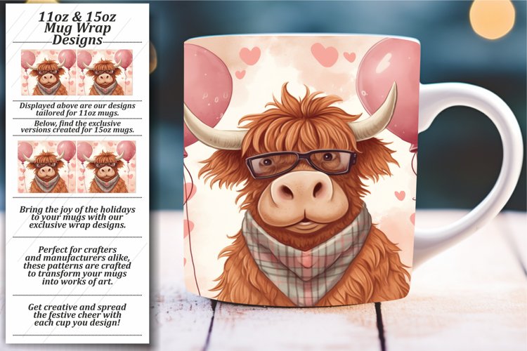 Boho Love: Watercolor Valentines Animal Mug Wraps