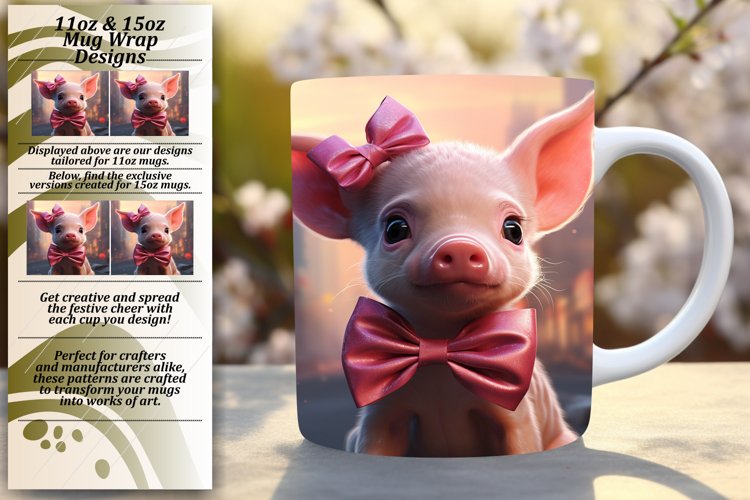 Whimsical Piggy Mug Wrap Sublimation Design example image 1