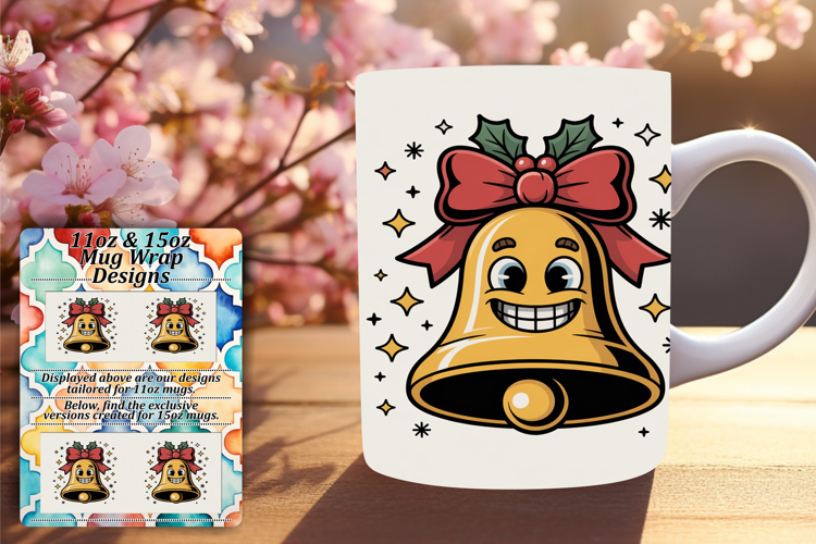 Unique 15oz Mug Wrap Png Design , Cute Christmas