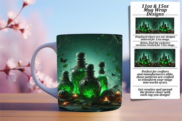 Stylish 11oz Mug Wrap Png Template , Horror Halloween