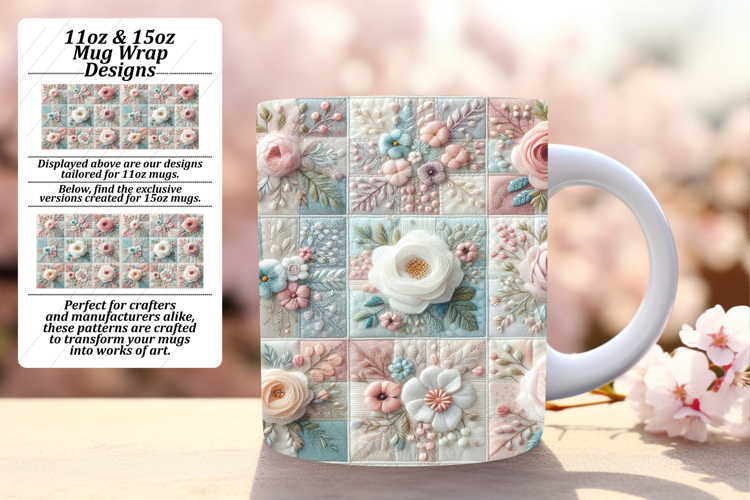 Graceful 11oz Mug Wrap Png Template , Patchwork