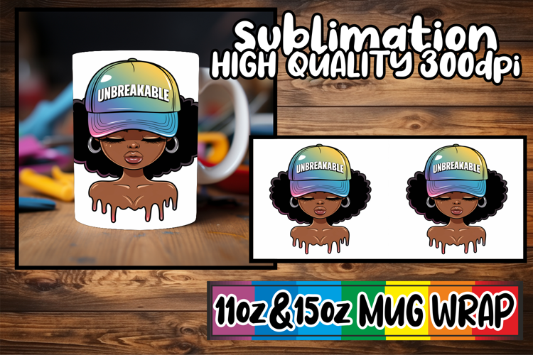 Whimsical mornings 11oz 15oz sublimation wrap, Black Woman