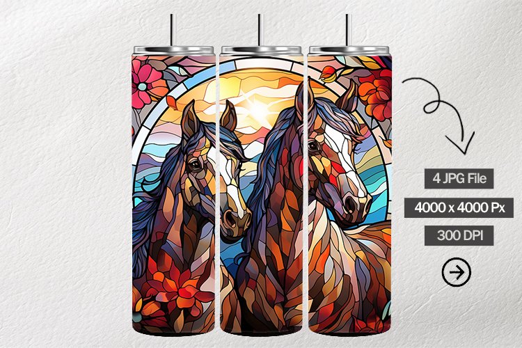 Mustangs Stained Glass Square Coaster - 4 Variation