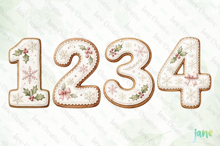 Christmas Cookie Number Clipart example image 1