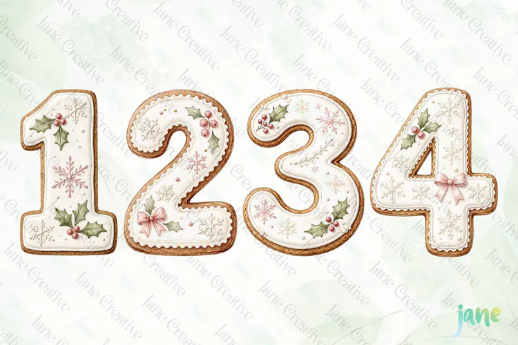 Christmas Cookie Number Clipart