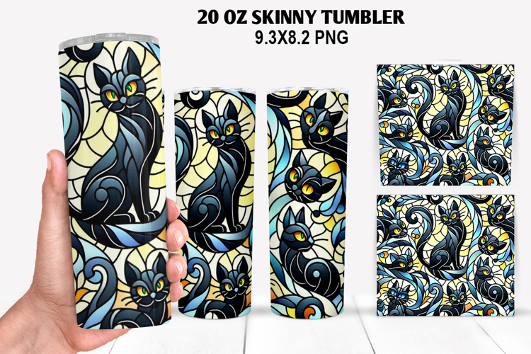 Cat Skinny Tumbler 20oz Wrap Design, Halloween Tumbler Wrap