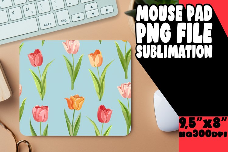 Pastel Boho Flower Mouse Pad Power Design PNG