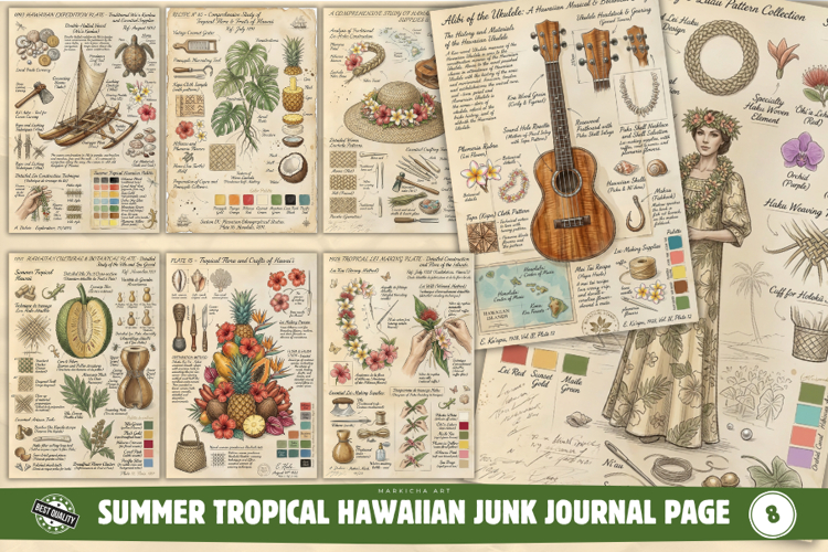 Summer Tropical Hawaiian Junk Journal Pages