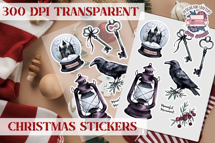 Christmas Sticker Sheet Gothic Dark Winter Holiday PNG