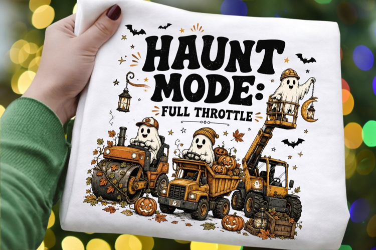 Haunt Mode Full Throttle PNG Sublimation Design - Cute Ghost