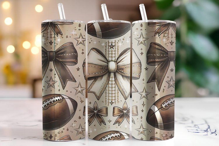 Bow & Football Tumbler Wrap | Sublimation | Tumblers