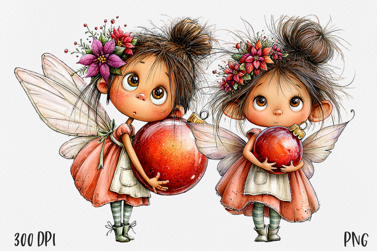 Christmas Fairy PNG, Cute Winter Fairy Girl Clipart