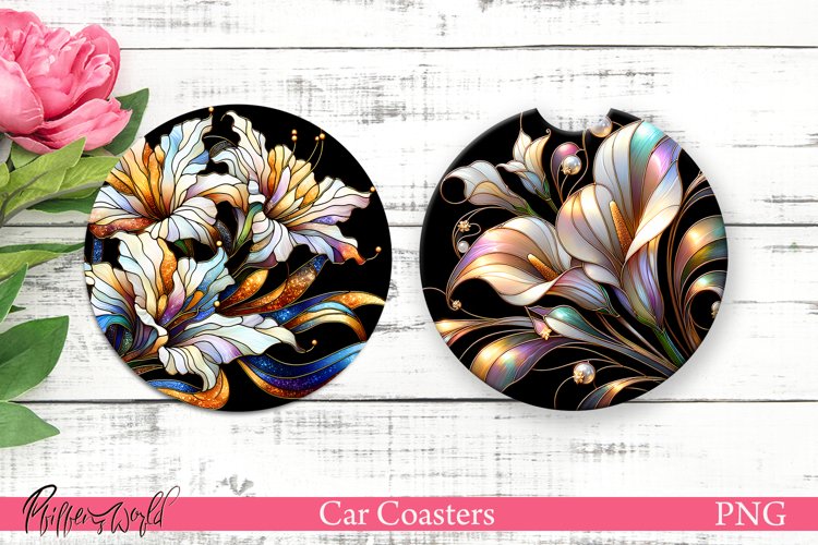Car Coasters | Pearl Flowers | Sparkling Flowers | Beautiful