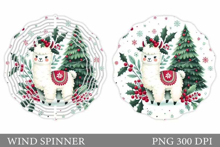 Christmas Lama Wind Spinner. Christmas Wind Spinner Design